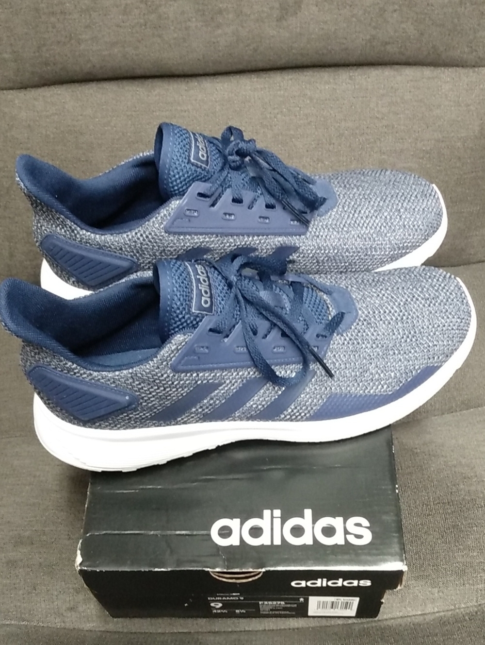 adidas Duramo 9 Dark Blue Knit Lace-Up Athletic Sneakers Men's Sz 9 Item#F35275